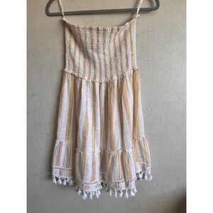 Blue Island Strapless dress with tassels size Large
